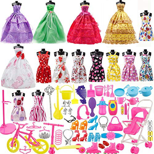 LOT of 6 Genuine Mattel Barbie Doll Dolls Fashion Clothing Clothes Dress Dresses